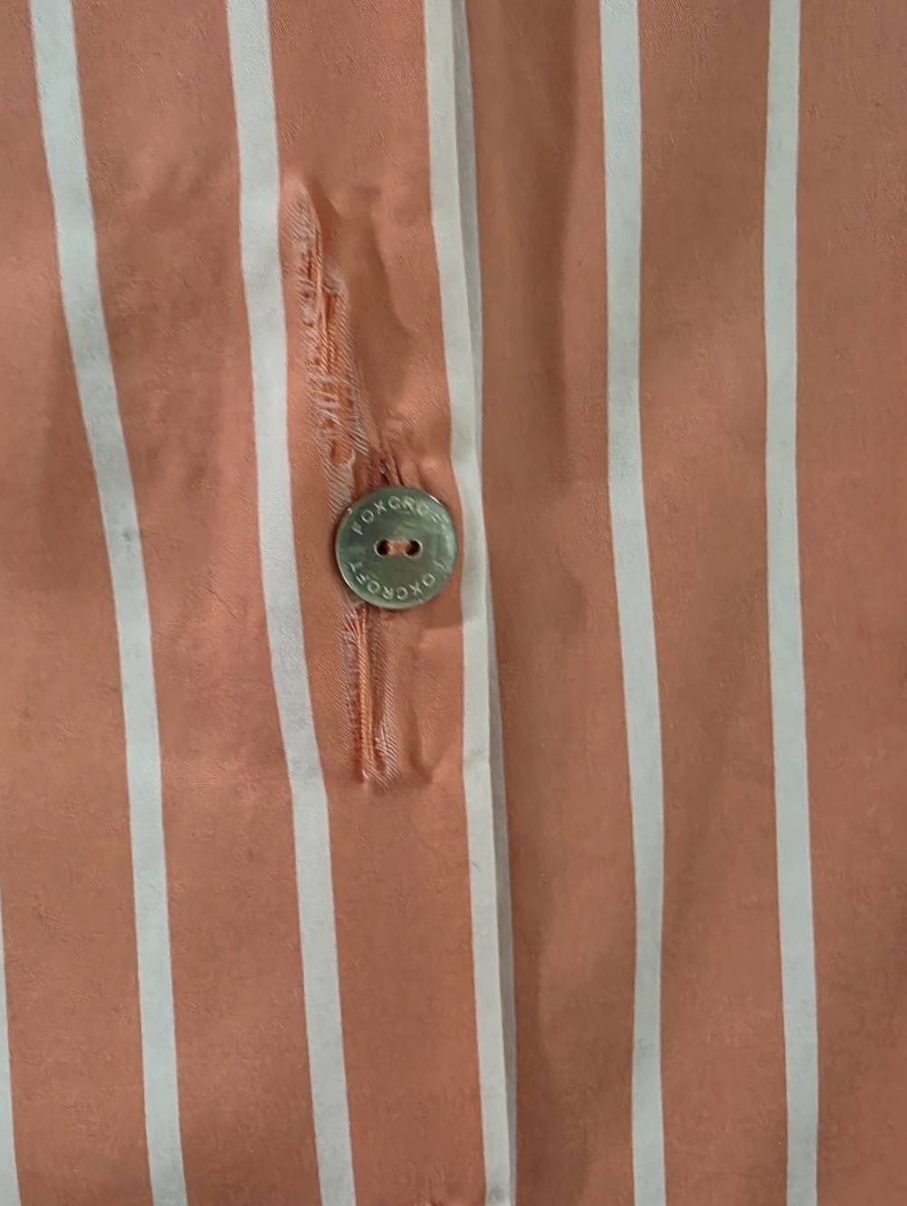 Foxcroft Coral Pink Striped Popover Tunic With Shell Button Accents 14 - Picture 13 of 13